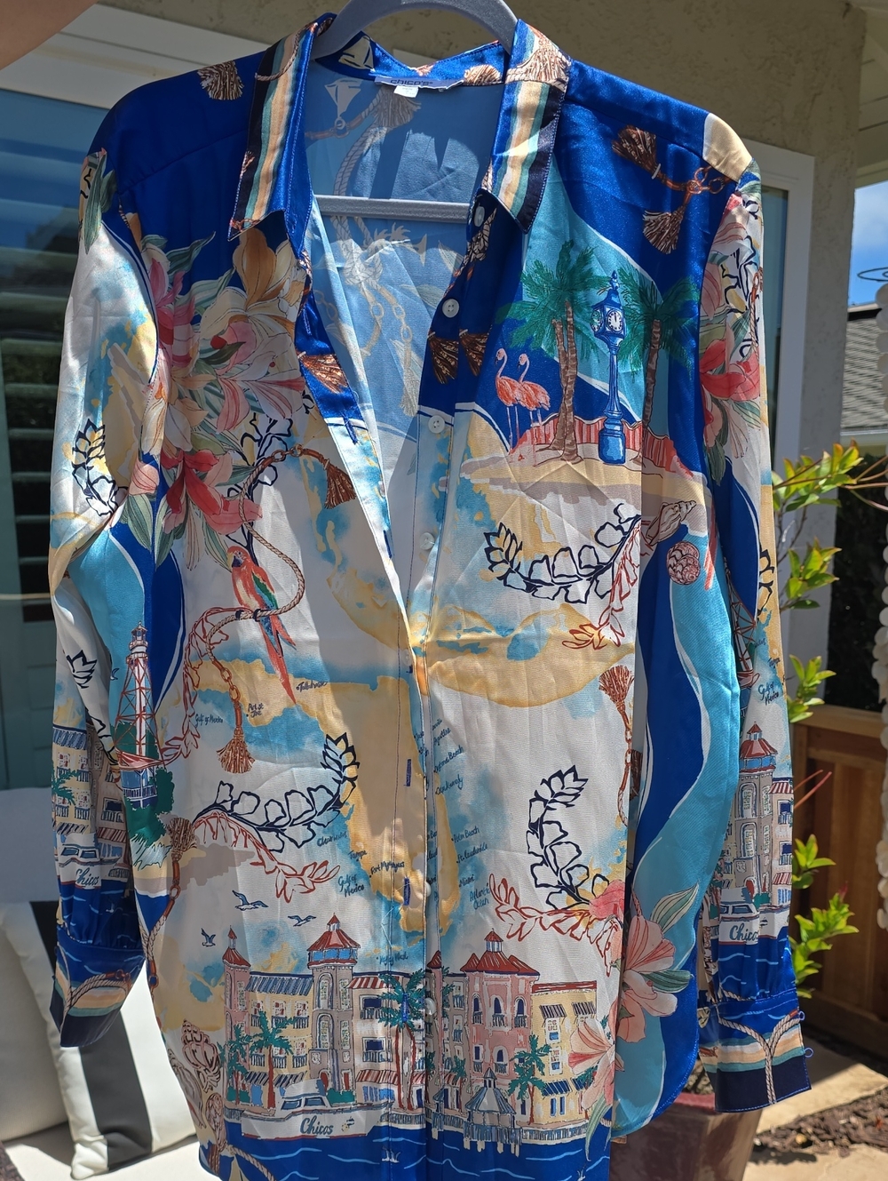 Chico's Multicolor Printed Button Down Blouse - Picture 6 of 11